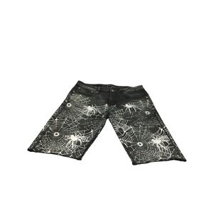 FUCCUUWANT  Black Spiderweb Denim Shorts Mens Size 34